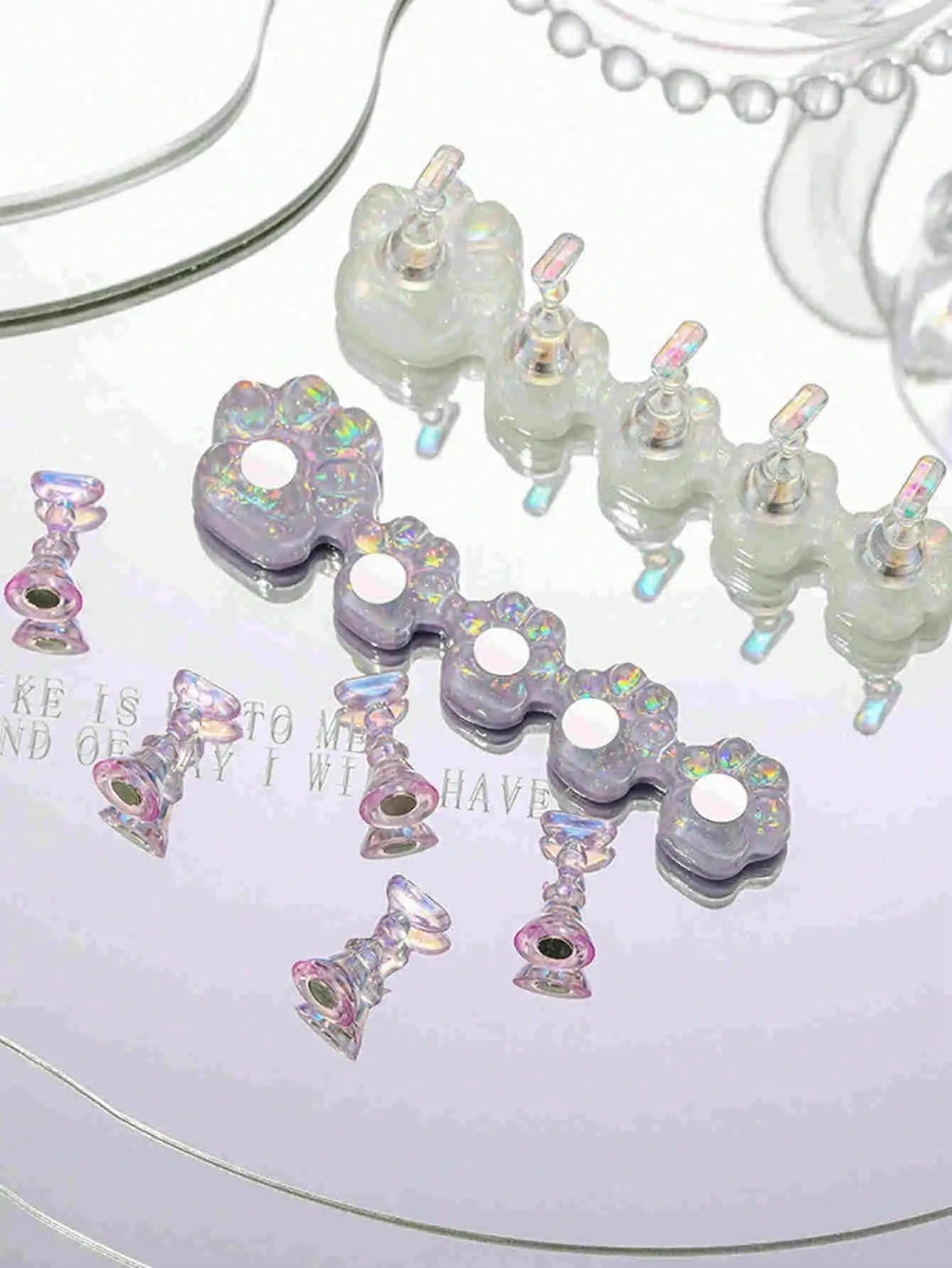 Nail Art Practice Base Aurora Holographic Tips Display Stand Soak Off Qme