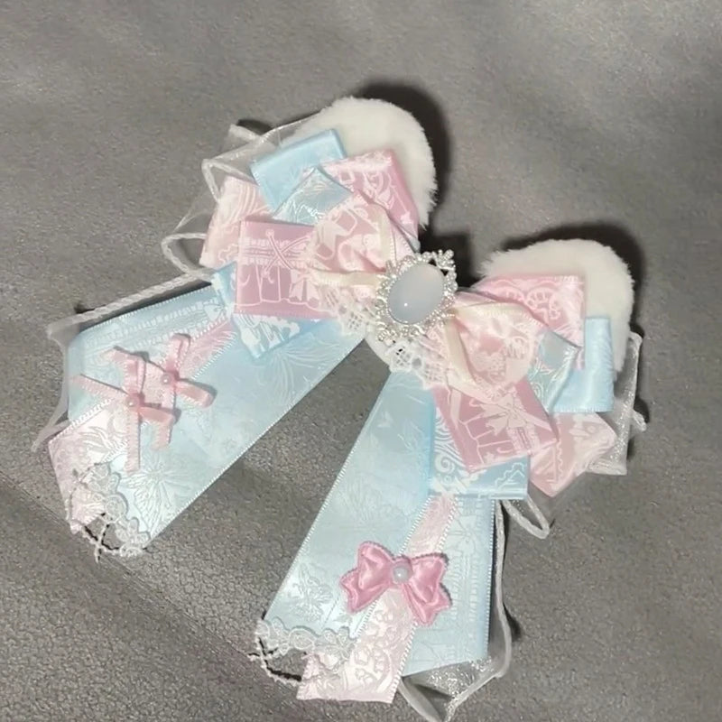 Ladies Lolita Bow Tie Butterfly Bow Versatile Ribbon Brooches Pins Shirts Skirts Accessories Handmade Jewelry Gifts Qme