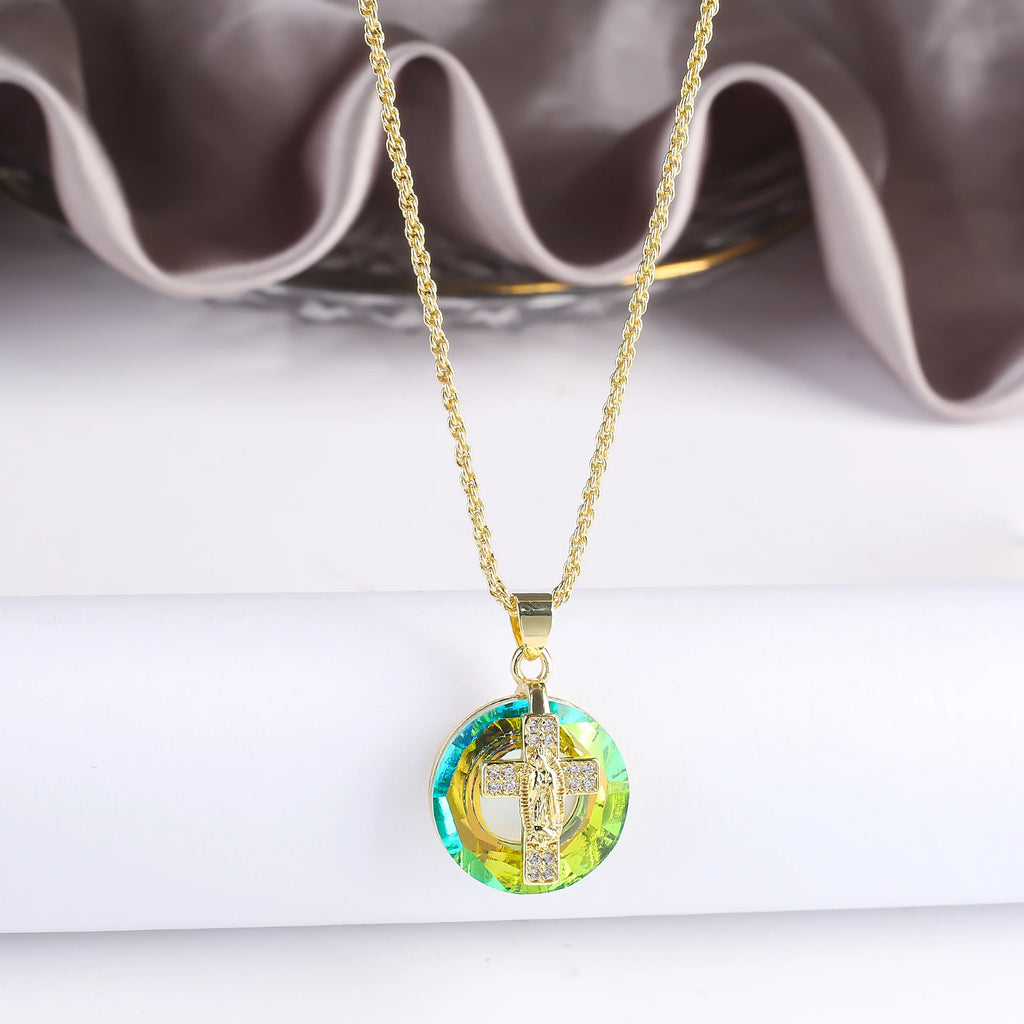 Top Quality Light Luxury Donut Crystal Zirconia Cross Pendant Necklace Personalized For Woman Girl Holiday Wedding Jewelry Gift Qme 2