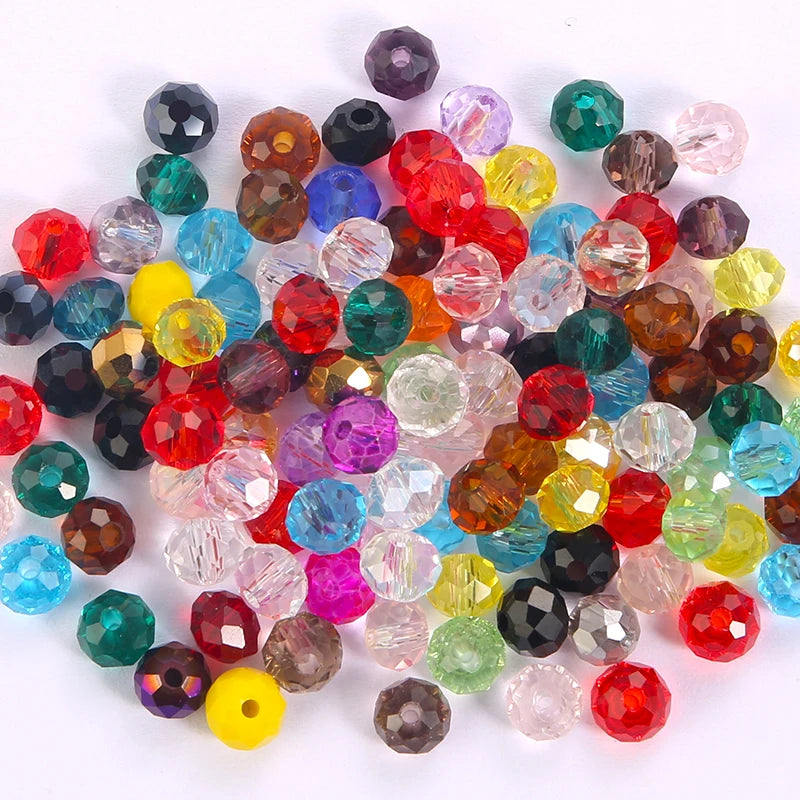 3*4mm 4*6mm Rondelle Faceted Glass Beads Loose Spacer Crystal Round Beads for Jewelry Making DIY Necklace Bracelet Accessories Qme