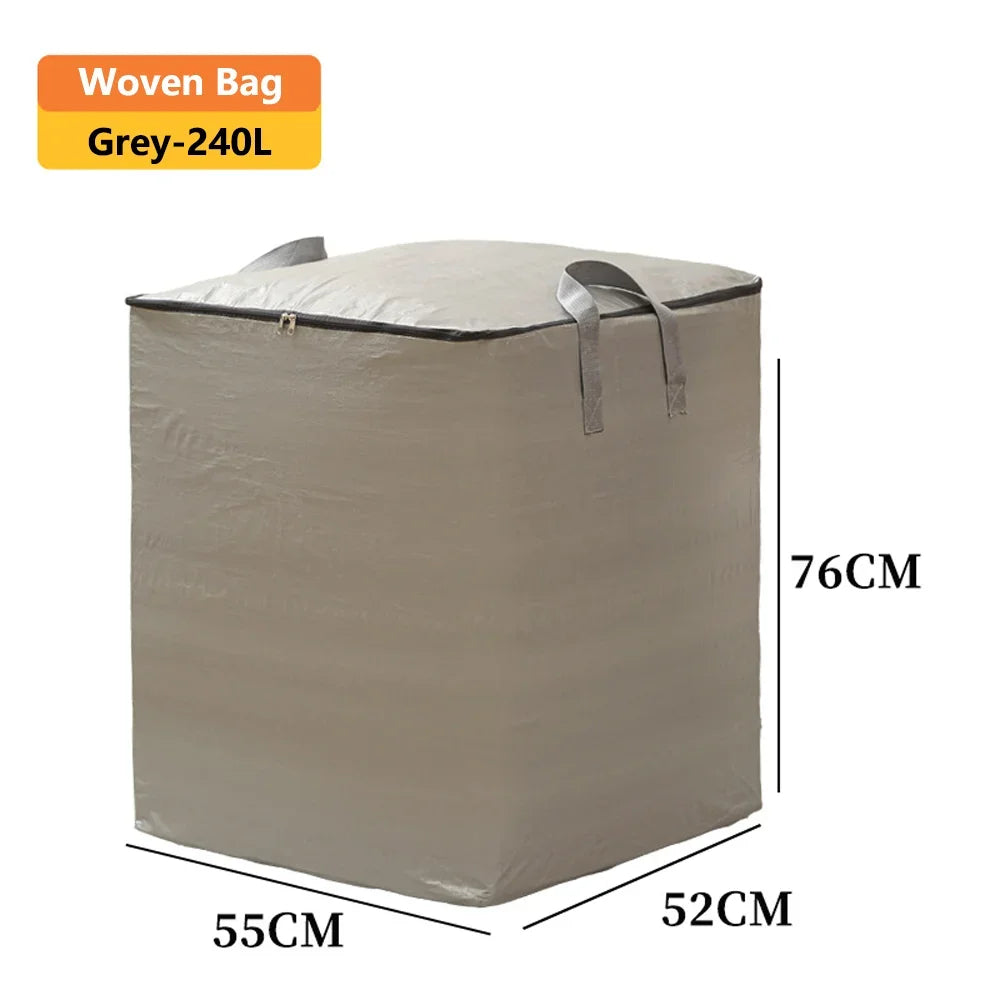 Large Capacity Moving Packing Bag Storage Bag Cotton Quilt Bag Miscellaneous Woven Luggage Bag Clothing Sorting and Storage Bag Qme Grey 240L