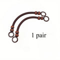 Wooden Bead Bag Handles, Retro Woven Nylon Rope Handbag Straps, Replacement Handles For DIY Crochet & Straw Bags, 3 Colors Qme Coffee 1pair