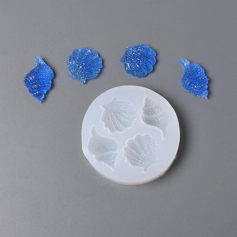 Multi-faceted Shell Conch Mirror Epoxy Silicone Abrasive Simulation Shell Crafts Decoration Mold Chocolate Cake Baking Tool 1PC Qme