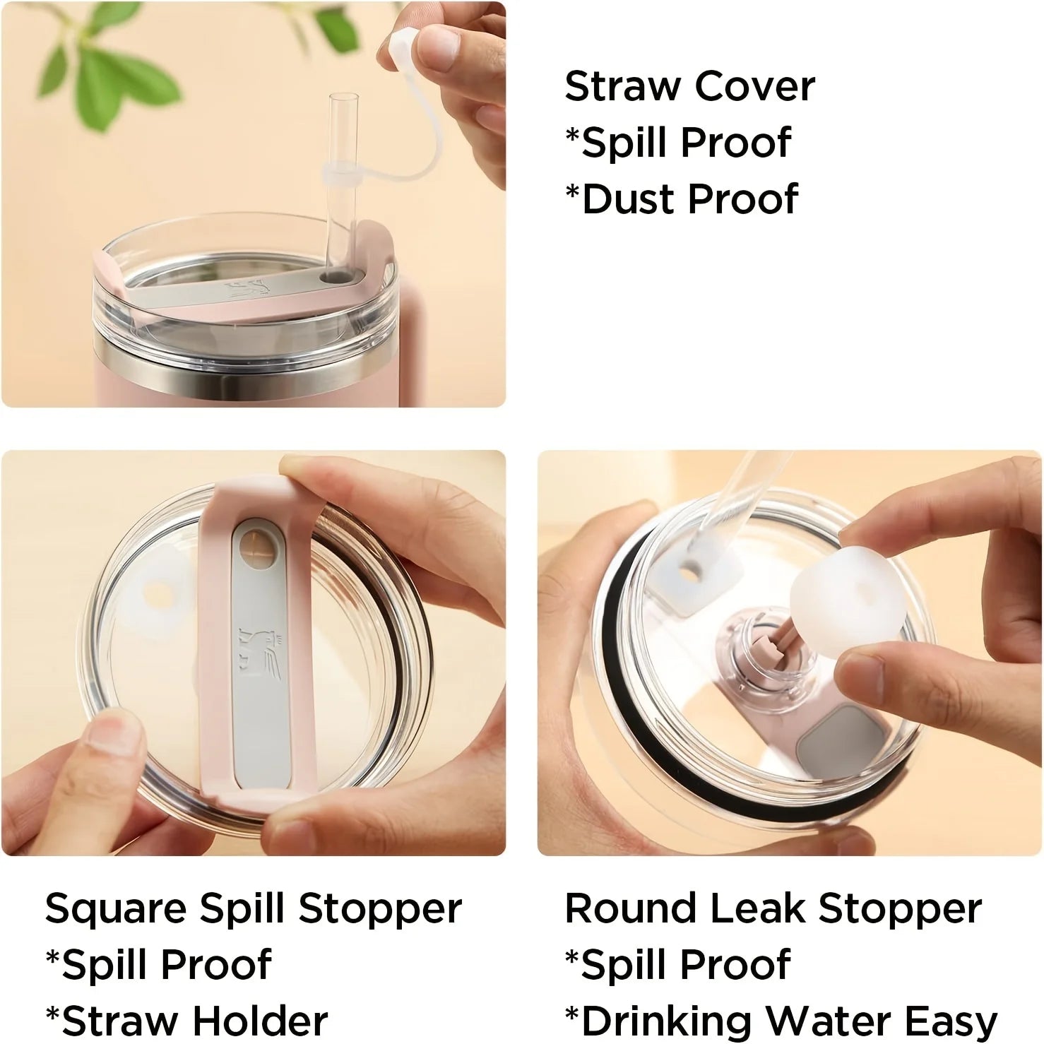 3-piece silicone spill proof plug set, suitable for leak proof accessories for 30 ounce and 40 ounce flat bottomed cups Qme