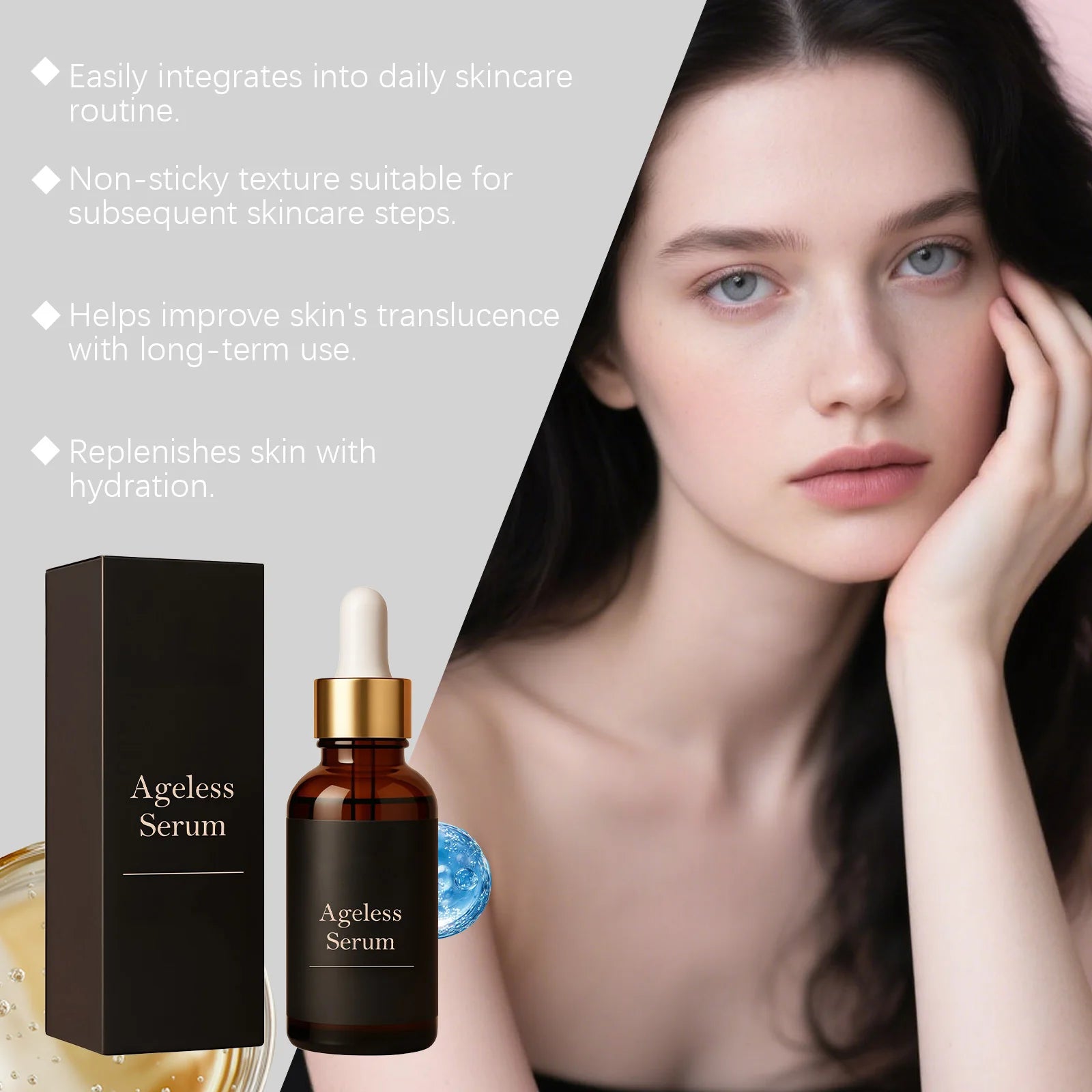 Collagen Face Serum Anti-Wrinkle Firming Moisturizing Brightening Smoothing Skin Hyaluronic Acid Face Essence Daily Skincare Qme