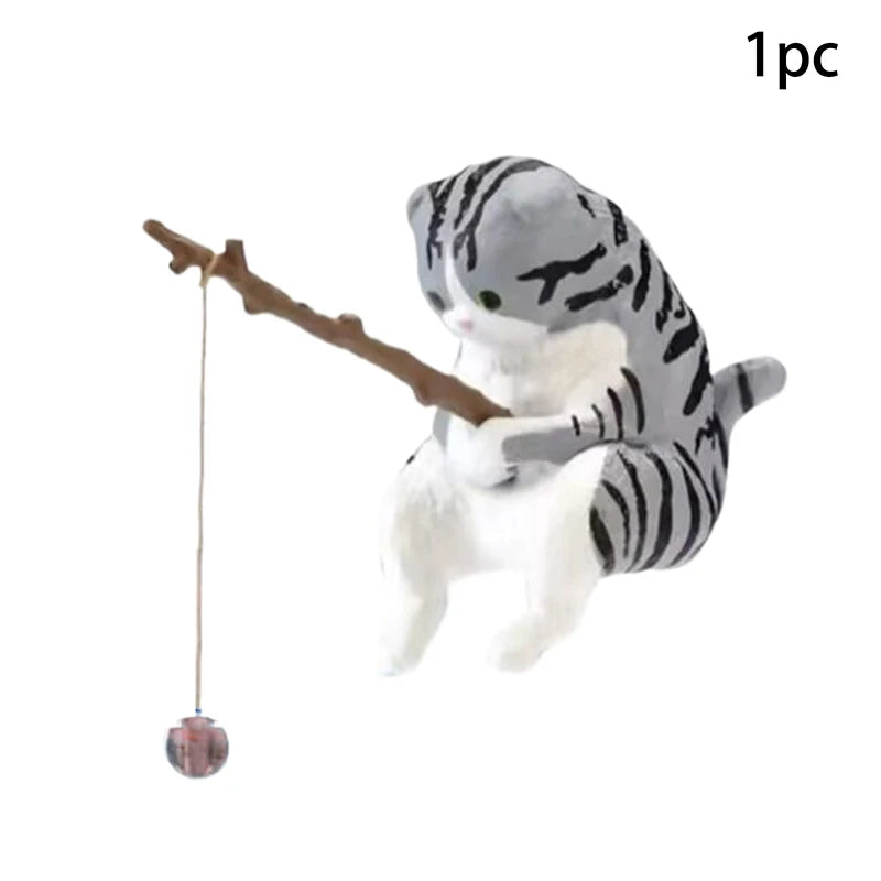 Fish Tank Fishing Cat Hanging Creative Landscape Office Ornaments Fishing Fun Mini Decorative Micro-Landscape Qme A6