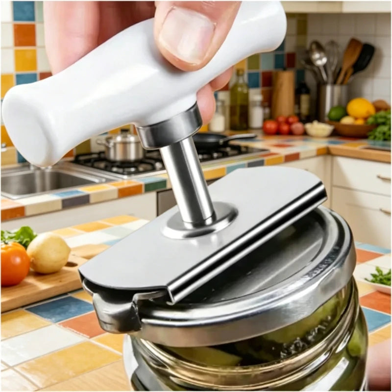 Adjustable Rotating Stainless Steel Can Opener Labor-Saving Jar & Bottle Opener Multifunctional Household Kitchen Tool Qme