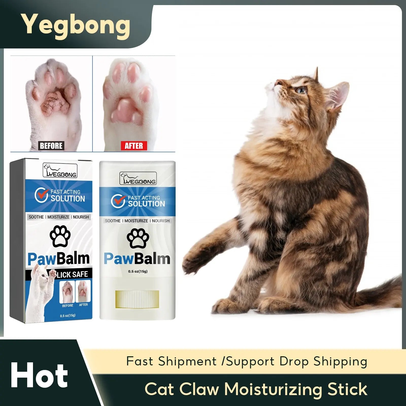 Cat Claw Moisturizing Stick Anti Cracking Protect Cat Paw Pads Prevent Dry Itchy Claw Pet Noses Paws Butter Soother Cat Paw Balm Qme Default Title