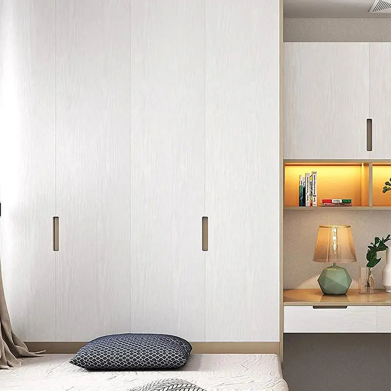 40cm Classic White Wood Grain Wallpaper Self Adhesive Wall Stickers for Kitchen Cabinet Desktop and Old Furniture Renovation Qme