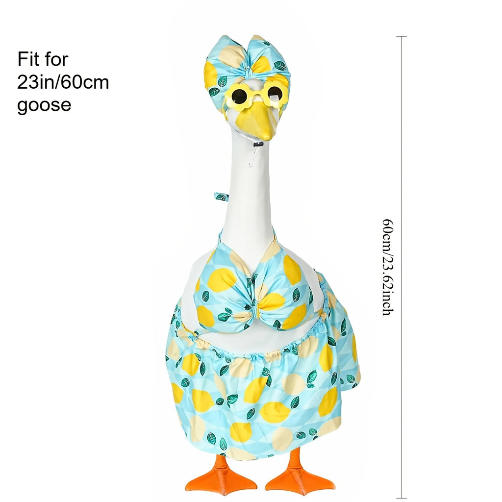 Bikini Porch Goose Outfits with Sunglasses & Swimming Tube for 23" Summer Goose Costume Garden Patio Statue Decor Qme