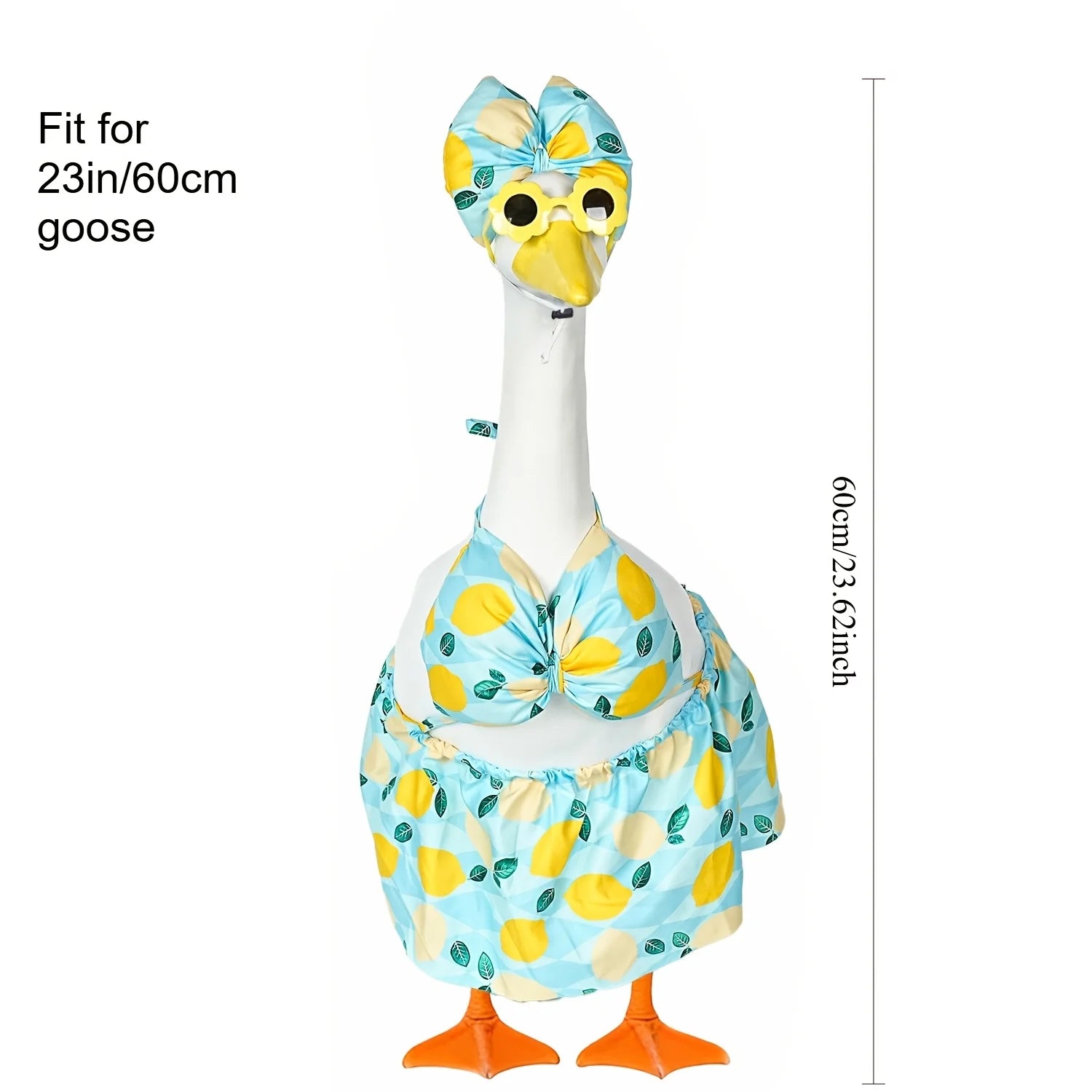 Bikini Porch Goose Outfits with Sunglasses & Swimming Tube for 23" Summer Goose Costume Garden Patio Statue Decor Qme