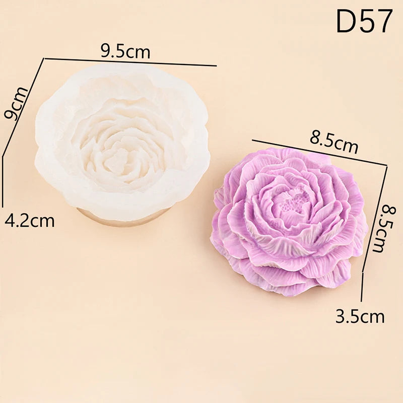 Rose Flower Mold Peony Candle Silicone Cake Chocolate Soap Qme M