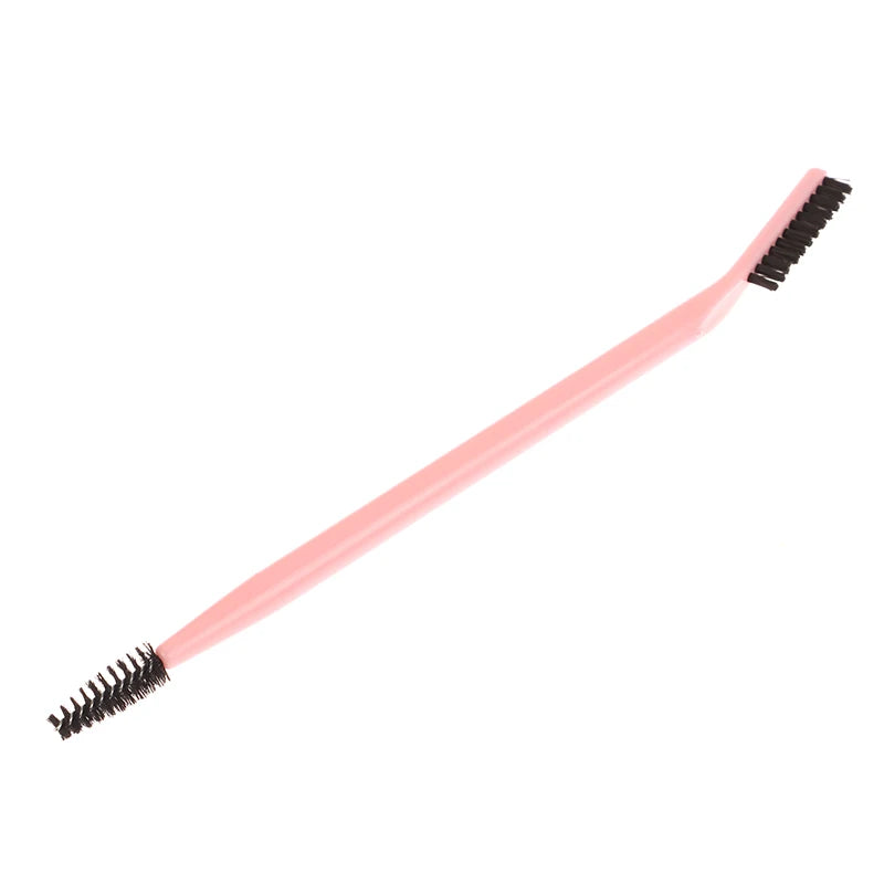 Double-ended Eyebrow Eyelash Brush Reusable Grooming Tool Comb Shaper Qme Pink