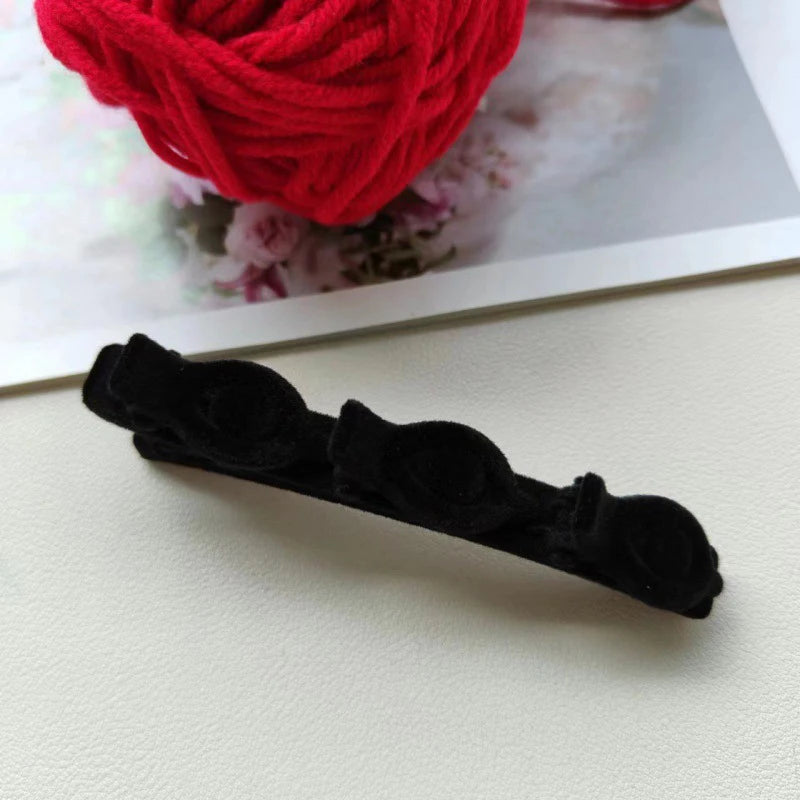High-quality Solid Braided Hair Clip Fragrant Forehead Flock Accessory Qme A3 black