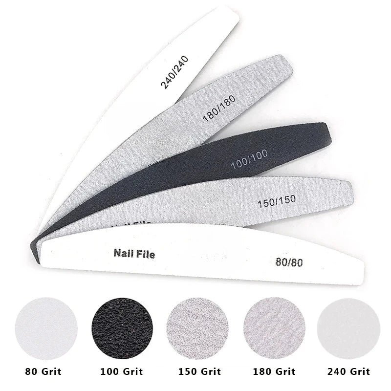 5 Lot Nail File Mix 80 100 150 180 240 Grit Professional Sandpaper Qme Mix