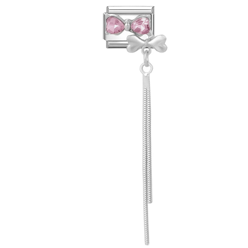 2026 Love Heart Bird Lock Butterfly Bows Long Chain Italian Charm Fit