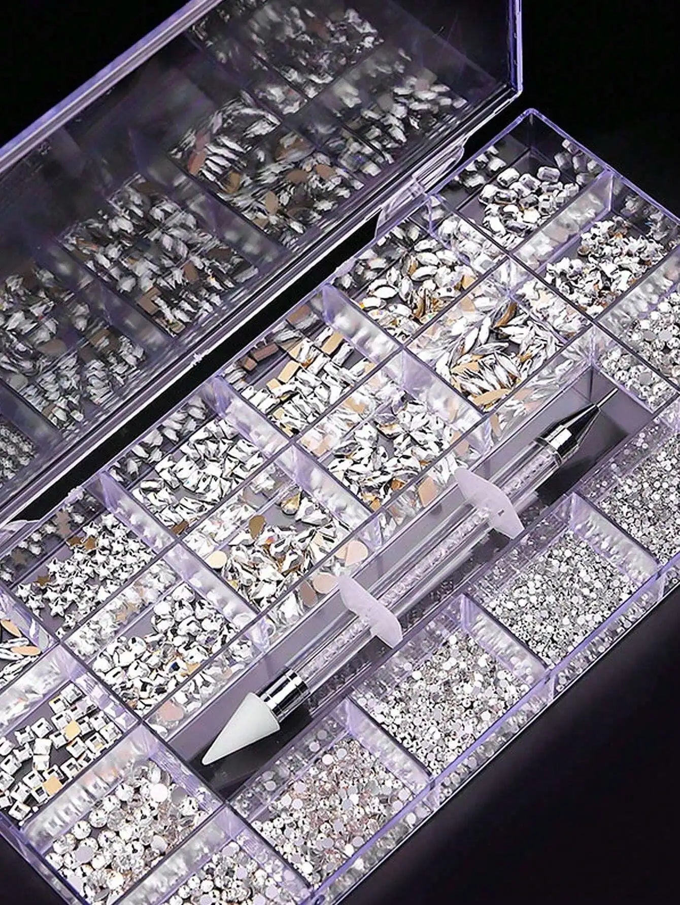 21 Grids Diamond Jewelry Nail Art Decorations Ab Flat Bottom Drill Qme