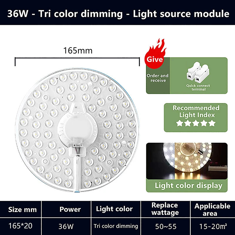 Magnetic Suction LED Panel Circle Ring Light 12W 18W 24W 36W 48W 72W Qme 36W tricolour light