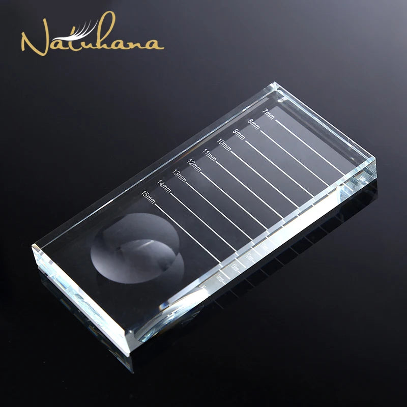 NATUHANA Eyelash Extension Pallet Crystal Glass U Curved Straight Qme rectangle