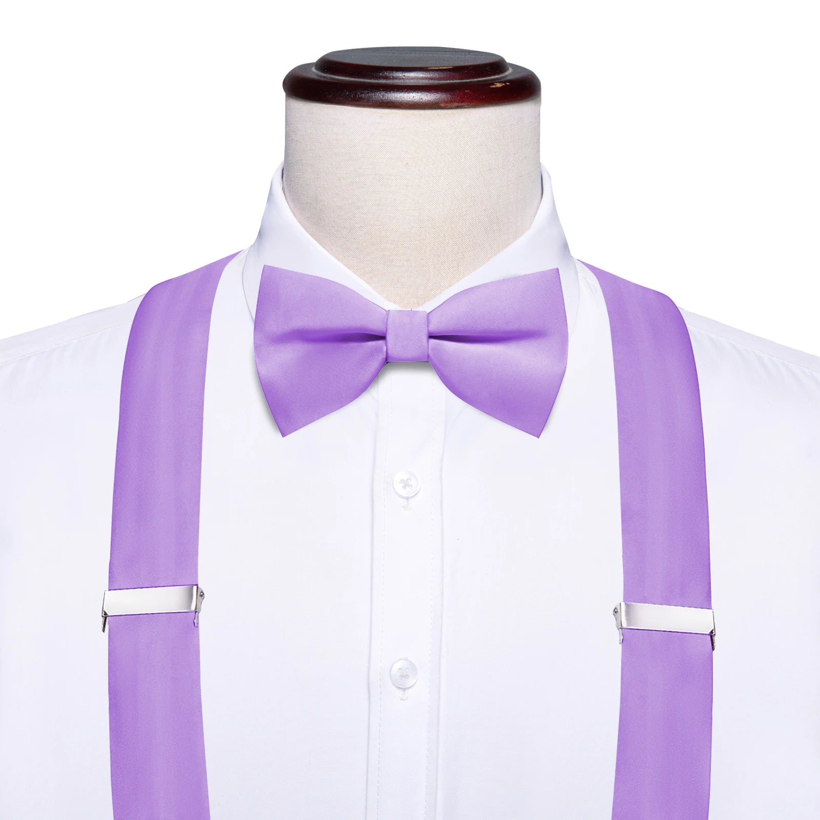 Hi-tie Silk Blue Yellow Purple Coral Mens Suspender Braces Bow Tie Qme