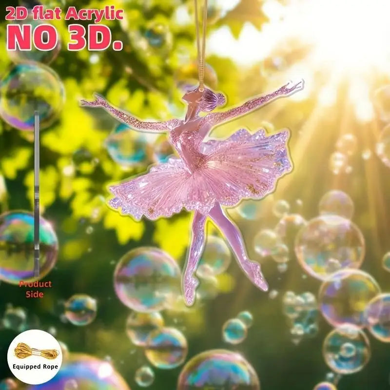2D Acrylic Ballerina Dance Pendant Sparkling Ballerina Christmas Ornament Table Wreath Holiday Decoration Qme