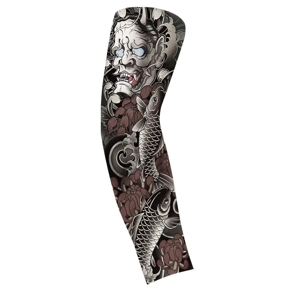 Flower Arm Pattern Flower Arm Tattoo Sleeve Breathable Thin Men Sunscreen Sleeve UV Protection Long-sleeved Ice Silk Arm Sleeve Qme style 1