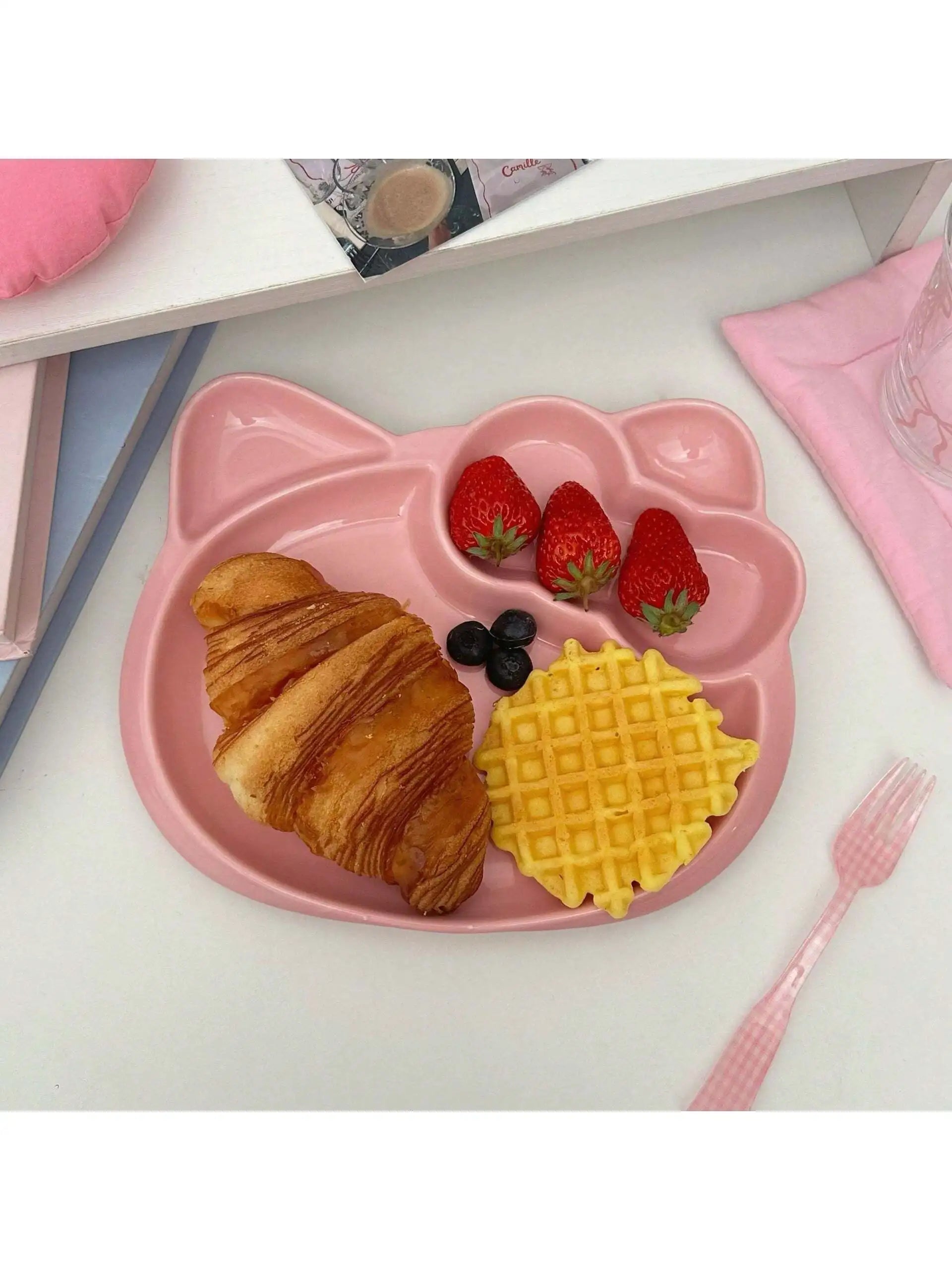 Cat Cute Cartoon Ceramic Creative Divided Tableware High-value Qme