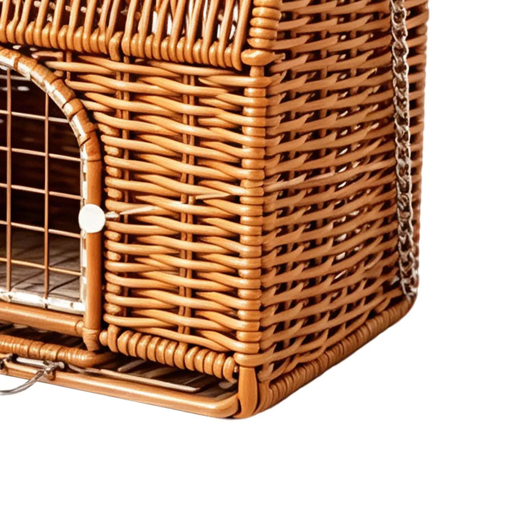 Reptile Carrier With Handle Sleeping House All Season Washable Rattan Bird Carrier Travel Cage For Lizard Leopard Gecko Spider Qme