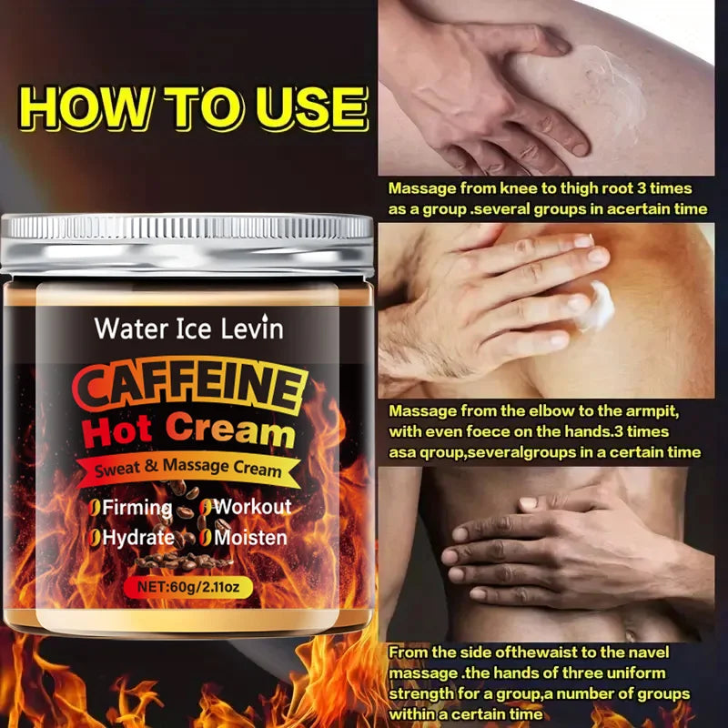 60g Caffeine Thermal Massage Cream - Deeply Nourishing and Firming Moisturizing Cream for Face and Body, Ideal for Exercise, Enhances the Moisturizing System, Moisturizing Cream Qme