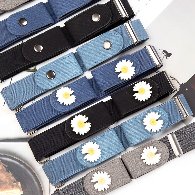 Buckle-free Elastic Invisible Belt Jeans Leather Lazy Without Buckle Qme