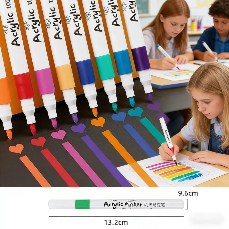 Acrylic Paint Marker Set - 12/24/36/48/60/80 Colors, Non-toxic, Waterproof, Suitable for DIY, Artists, Office Supplies Qme