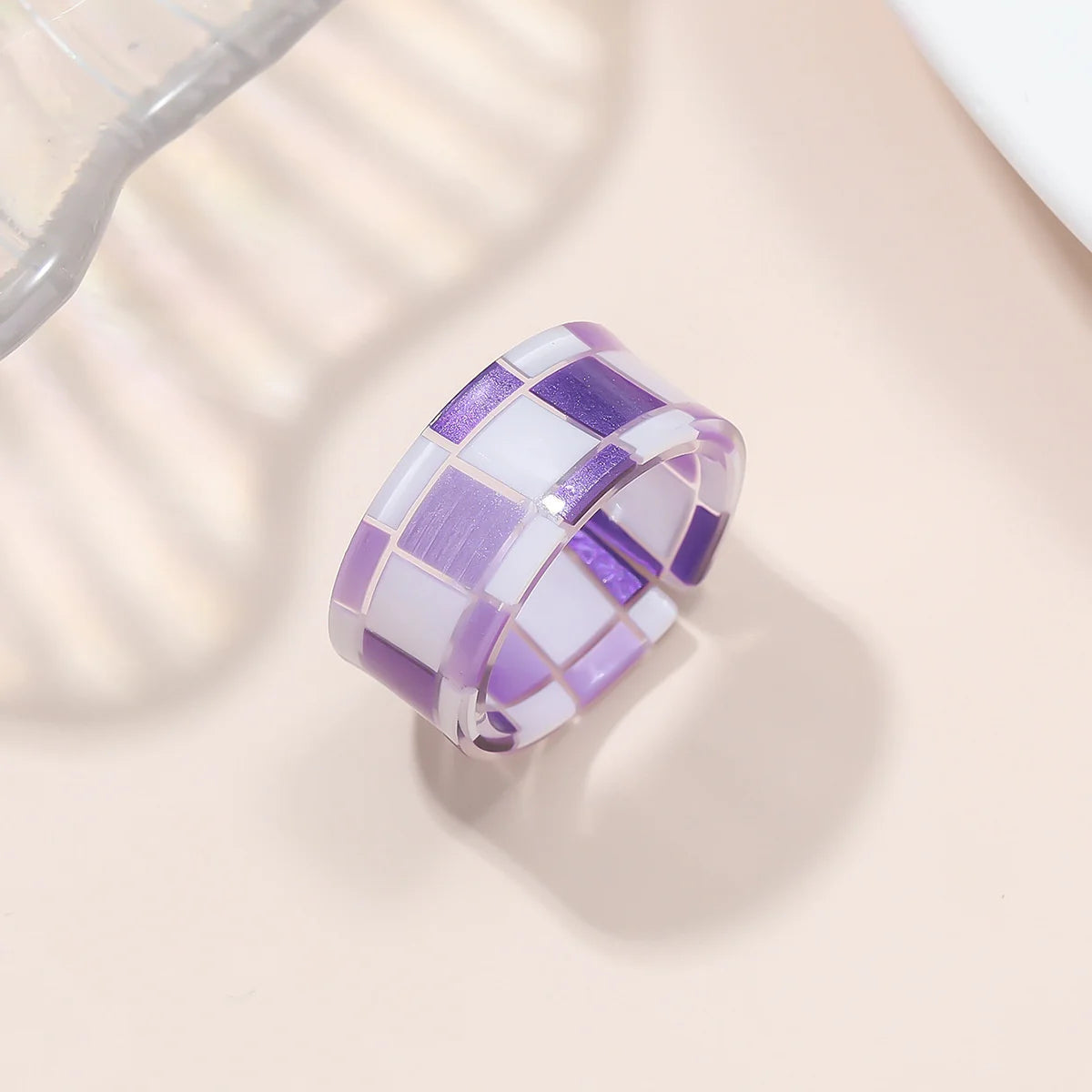 Japan Korea Plaid Opening Acrylic Resin Bangle For Women Exquisite Chunky Bracelet Wrist Jewelry Colorful Rings Wholesale Femme Qme 2