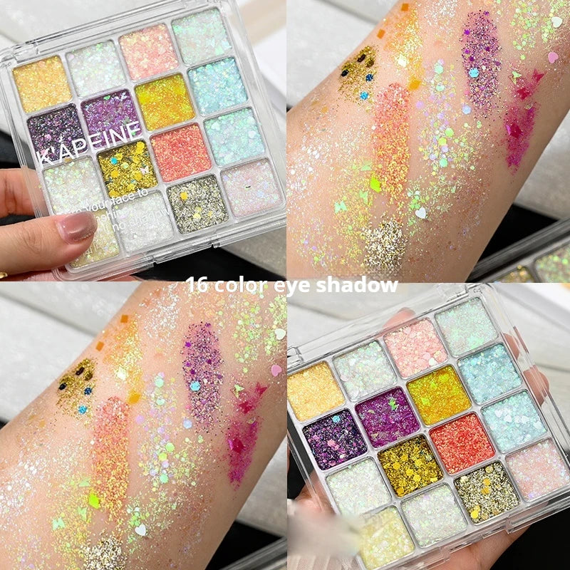 16 25 Eye Shadow Palette Vibrant Flash Gloss Multi-color Sequins Qme 16 color eye shadow