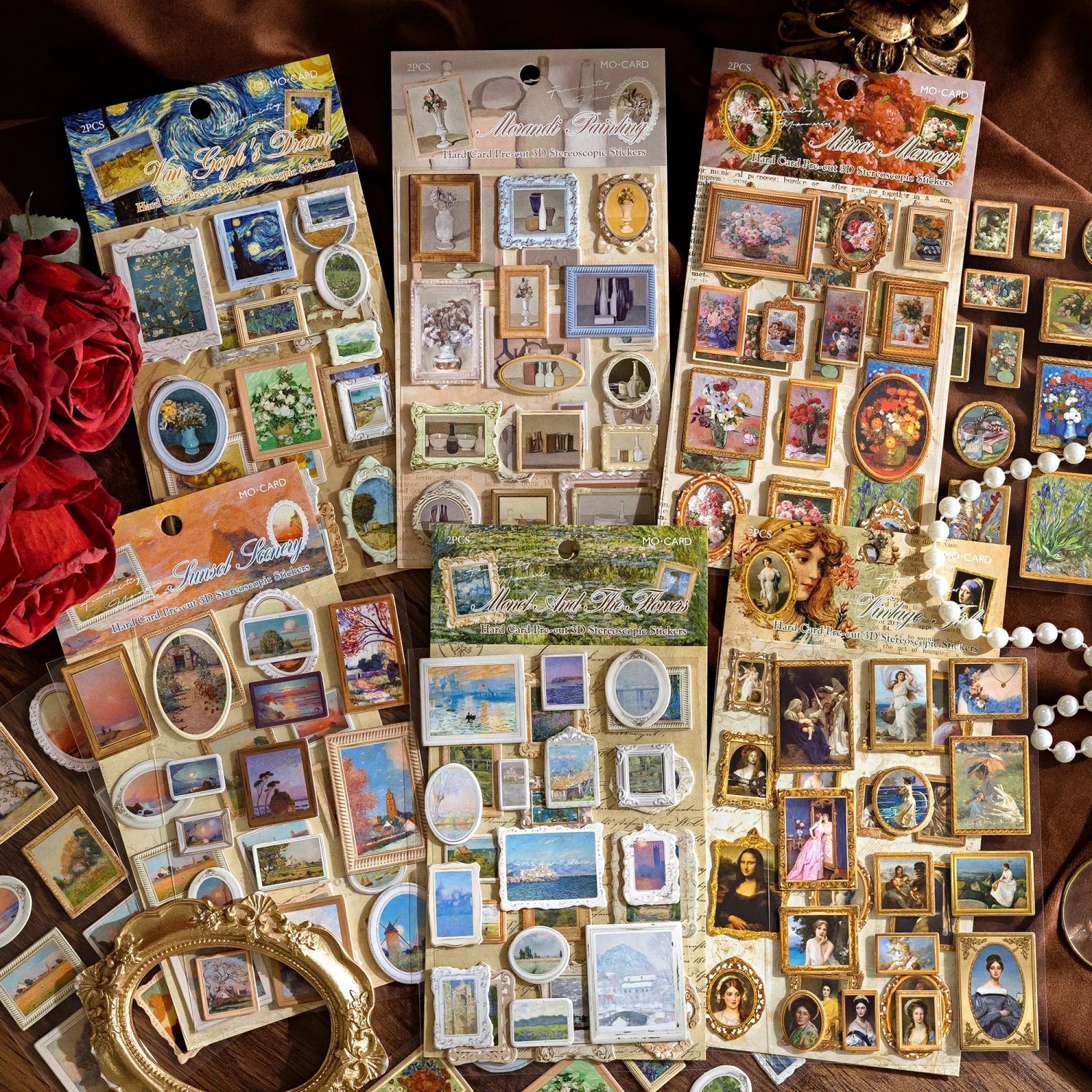 Vintage Oil Painting Museum Sticker Decor Diary Album Aesthetic Stationery Scrapbook Stickers material Student school supplies Qme