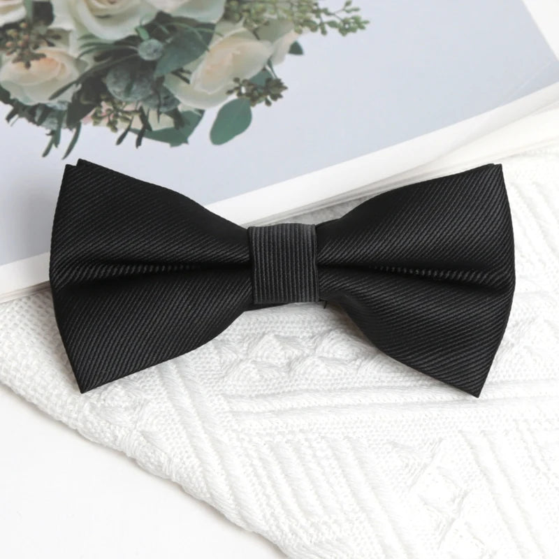 Black Stripe Tie Cufflink Cravat Bowtie Set Wedding Ties Gifts for Men Handky Elegant Necktie for Designer Business Accessories Qme C-2