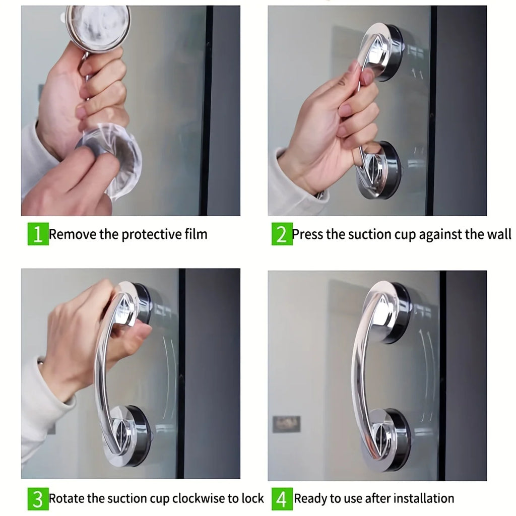 Suction Cup Door Handle No Punch Puller for Glass Sliding Door Bathroom Qme