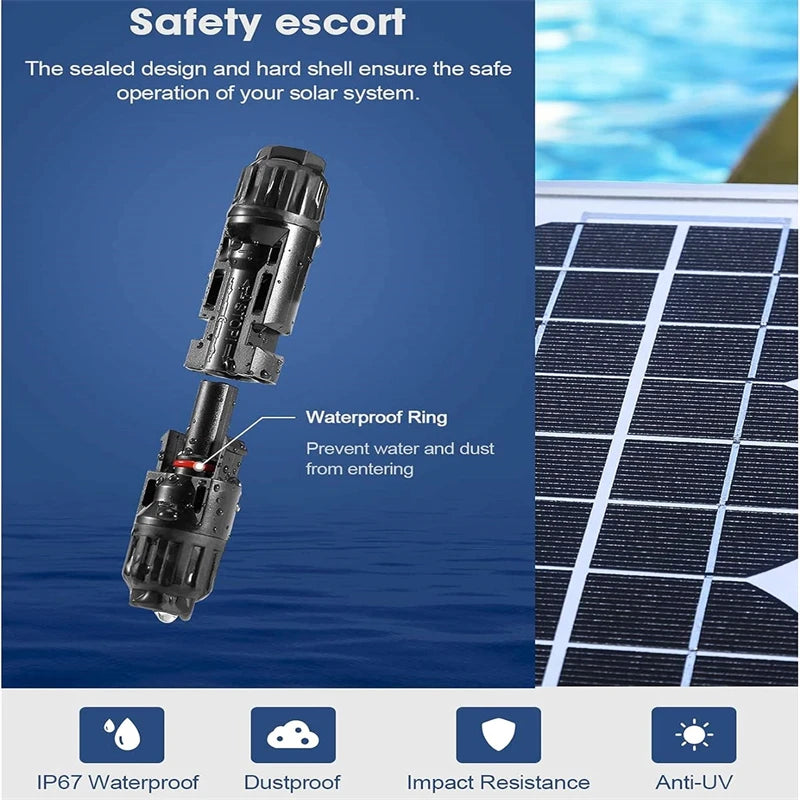 10 Pairs Solar Connector MC4 1000V Solar Plug 30A for PV Cable Connection UV Resistant IP67 Male Female Connector Qme