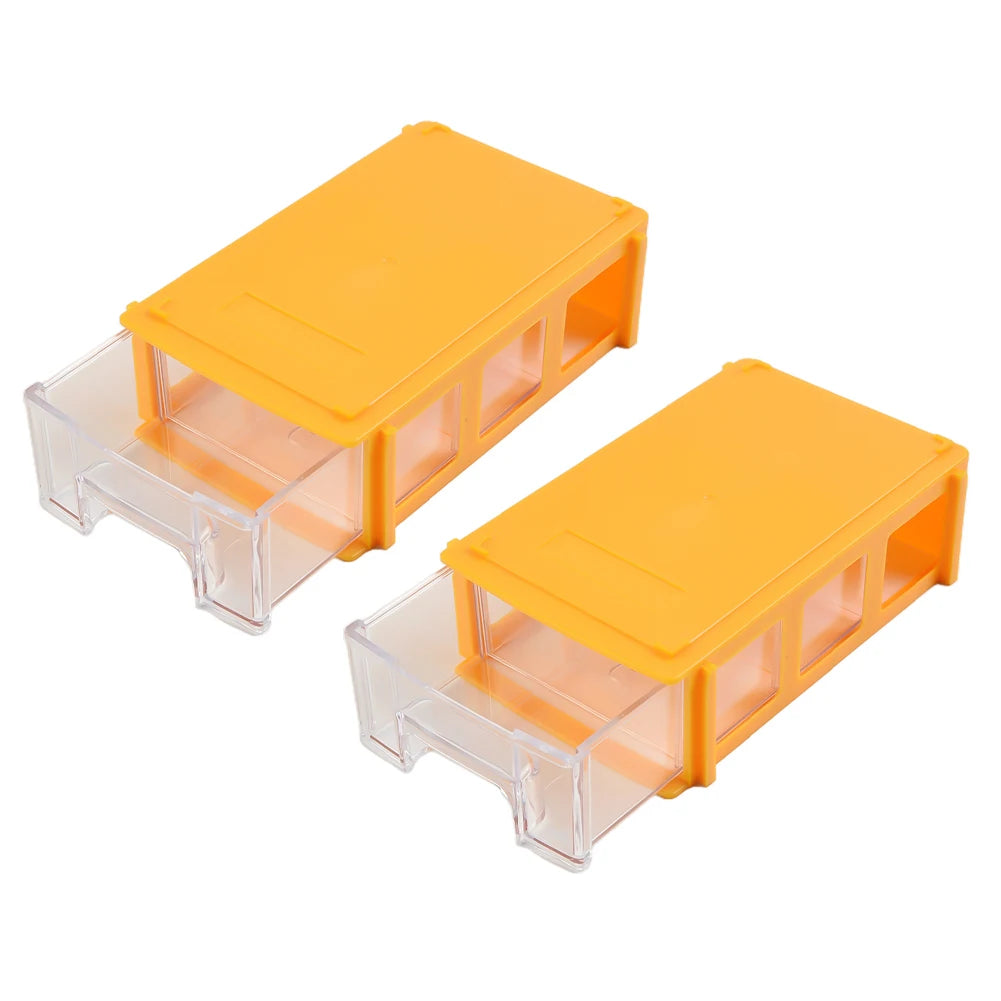 2 X Stackable Plastic Hardware Parts Storage Organizer With Clear Drawers For Screws Components Crafts Sewing Supplies Qme yellow