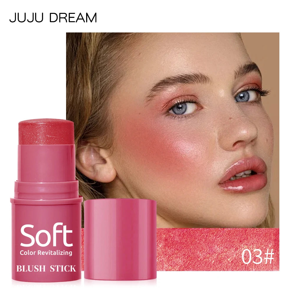 3 In 1 Multifunctional Blush Stick, Natural Matte Nude Makeup Brightening Skin Tone Makeup Stick, For Daily Face Makeup Qme 03