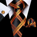 Solid Gold Yellow Ties Men Handky Cufflinks Fashion Men's Tie Wedding Qme 0344