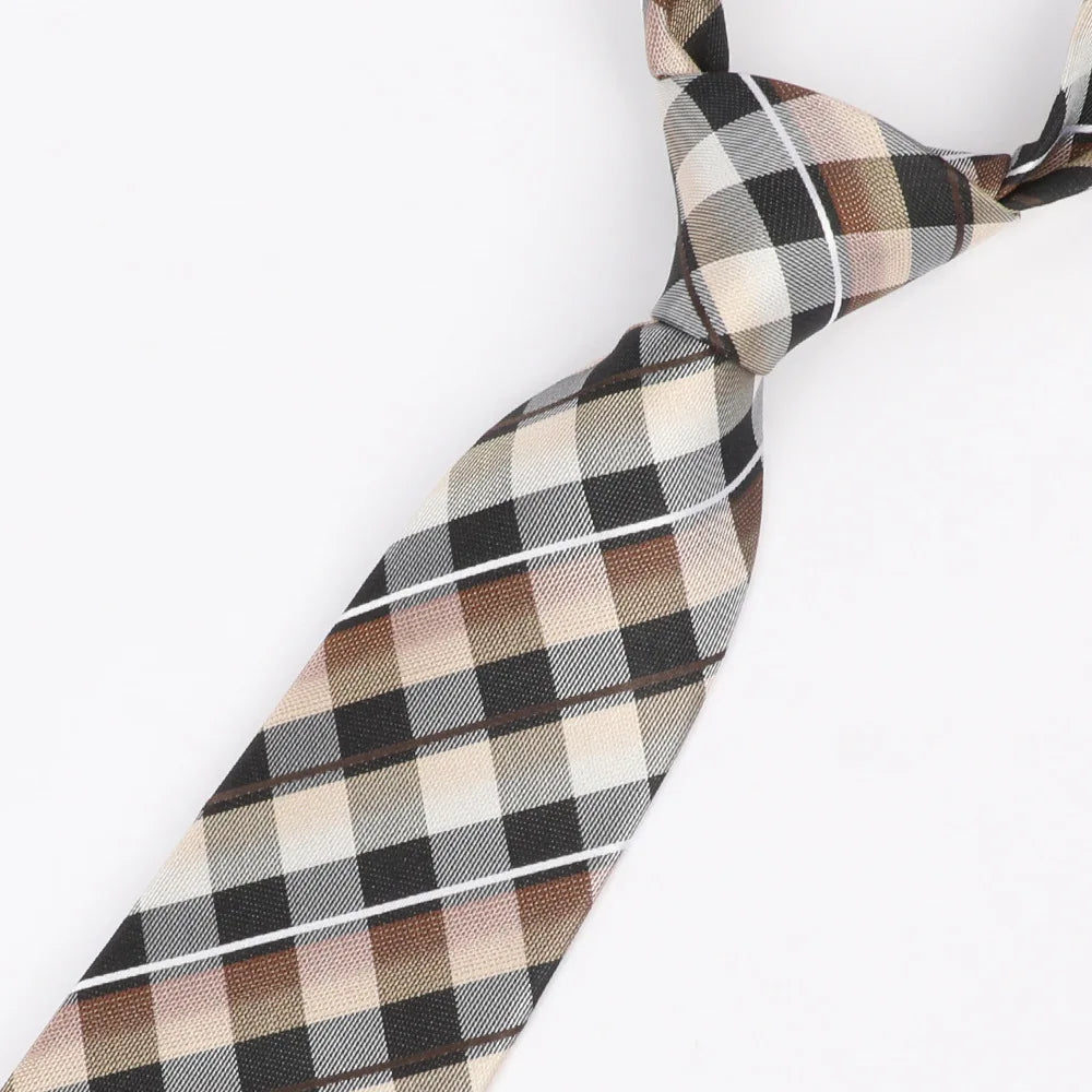 100 Silk Tie Striped Necktie Classic Plaid Ties Men Grey Beige Blue Qme RT4