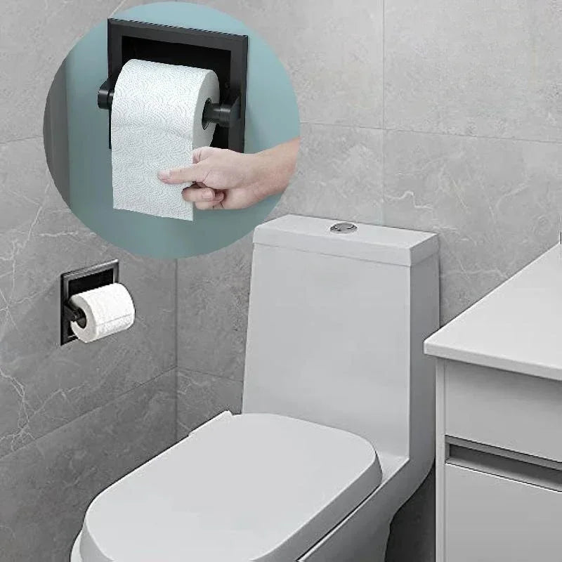 Black Metal Toilet Paper Holder Recessed Mounting Bracket Bathroom Qme