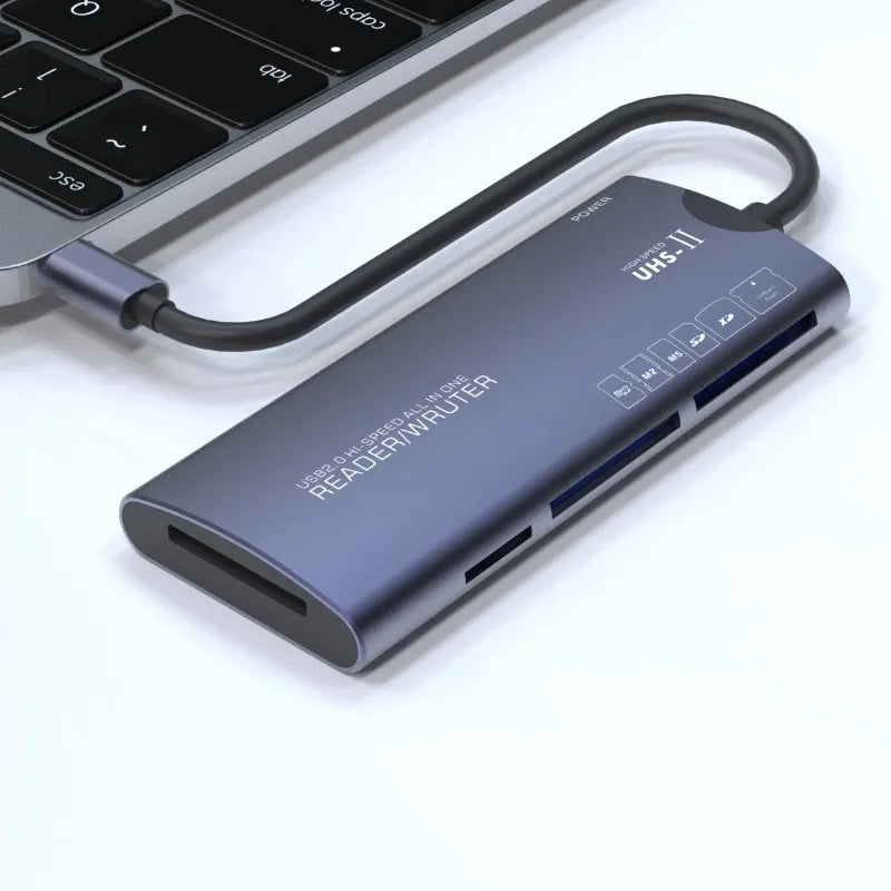 Usb High-speed Ms Multi-functional Cf Card Reader, Sd Aluminum Alloy Tf Computer Six-in-one Xd Card Reader Qme