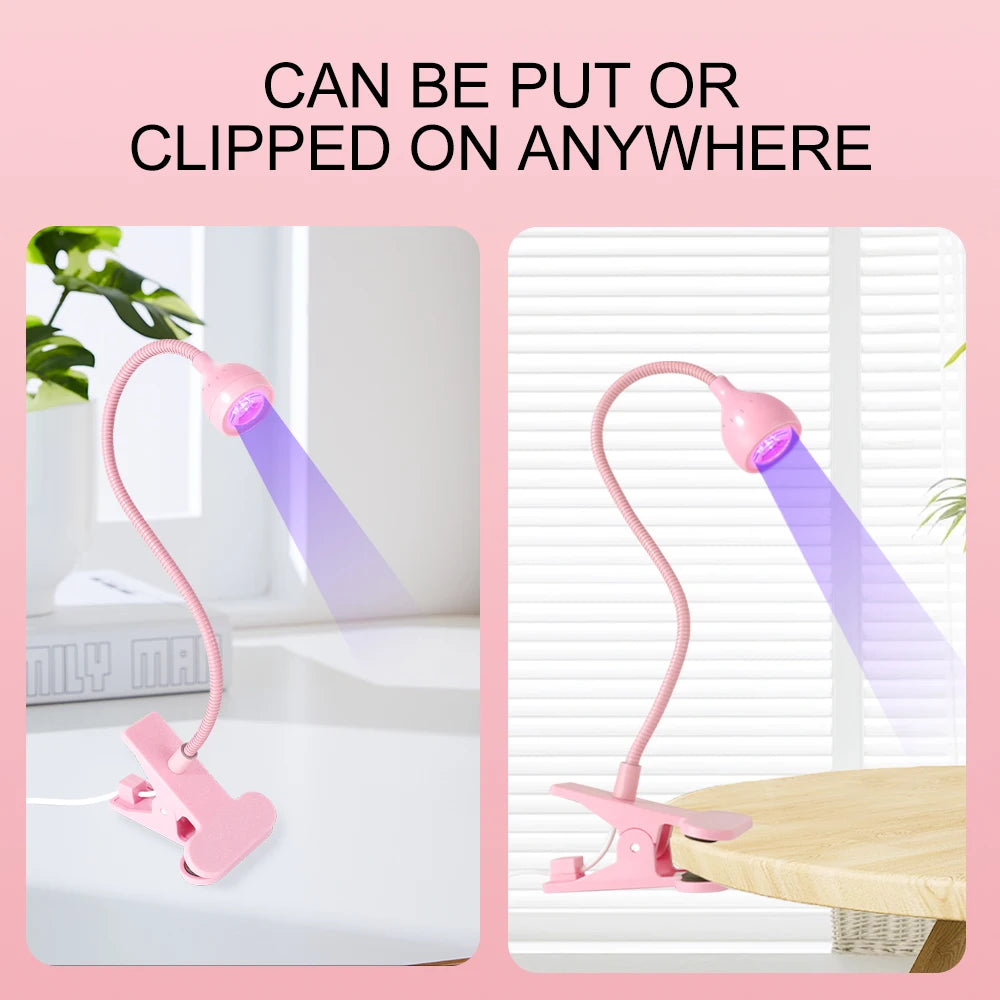 Nail LED UV Lamp Drying Gel Nails Polish Clip-on Flexible Desk Mini Qme