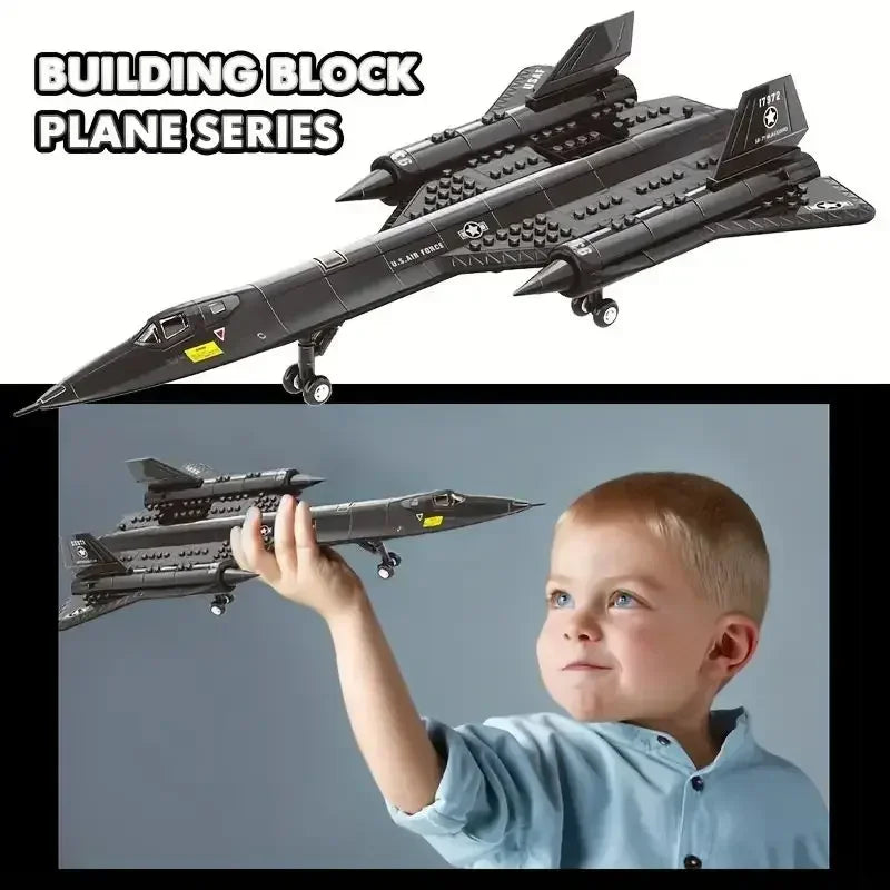 Military Technical USA SR71 Blackbird Stealth Supersonic Reconnaissance Aircraft Building Blocks Fighter Model Brick Kid Boy Toy Qme