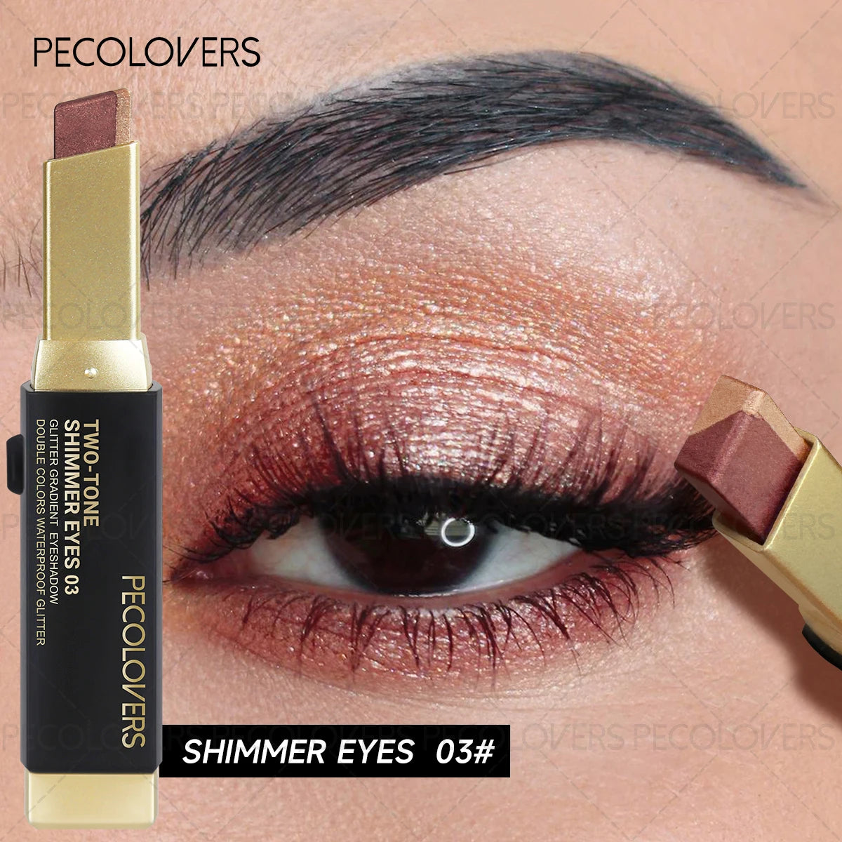 Two Shades Glitter Eyeshadow Stick Pigmentation 6 Option Gradient Qme 03