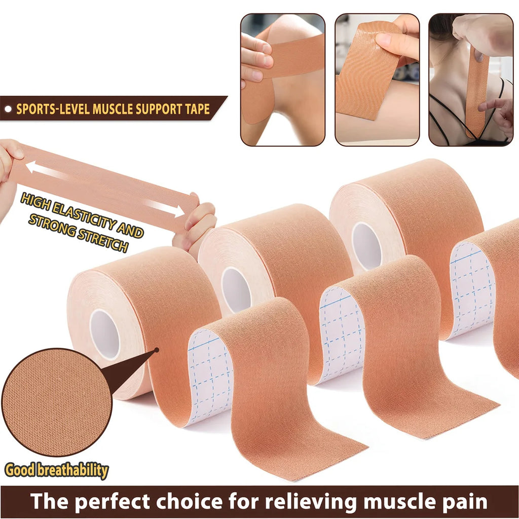 Kinesiology Tape Gym Fitness Bandages Sports Elastic Breathable Cotton Adhesive Tension Injury Boxing Knee Muscle Pain Relief Qme