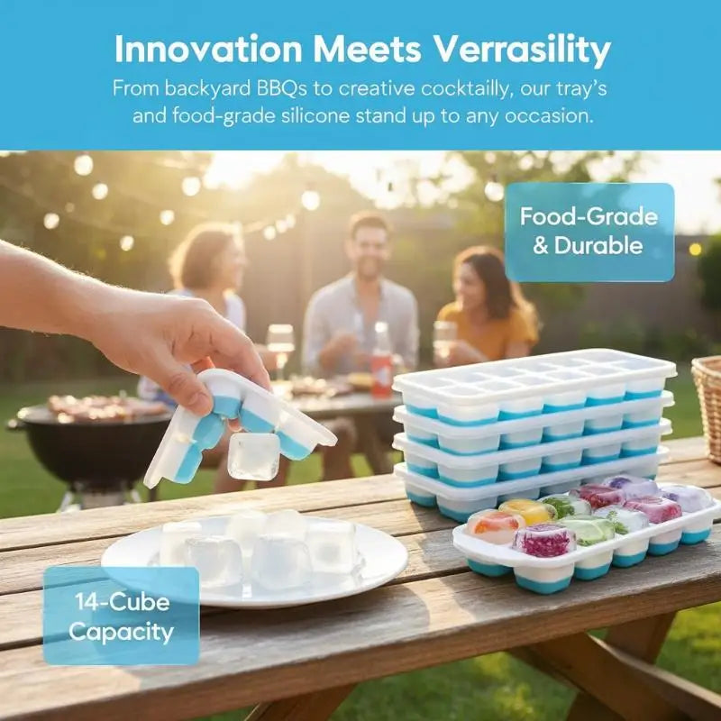 14 Grid Cube Tray Silicone Mold Square Maker Non-toxic Durable Bar Qme