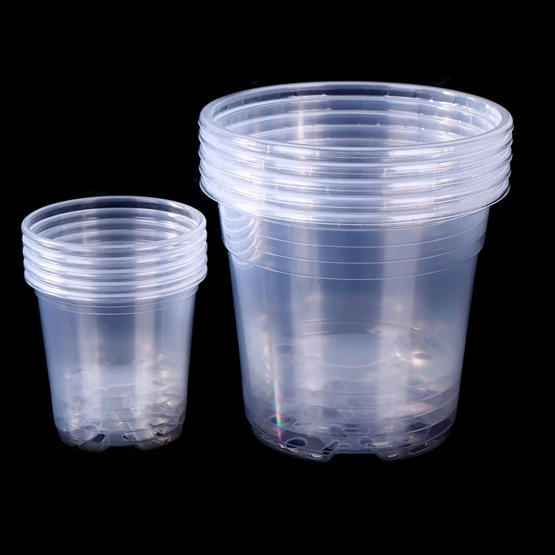 5Pcs Transparent Plastic Flowerpot Drainage Hole Pot Gardening Root Growth Visibility For All Plants Water Damage Protection Qme