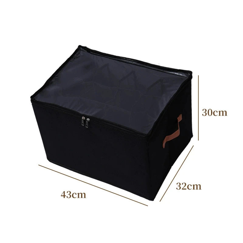 Lid Dustproof Storage Box Shoes Clothes Accessories Home Organization Qme Black